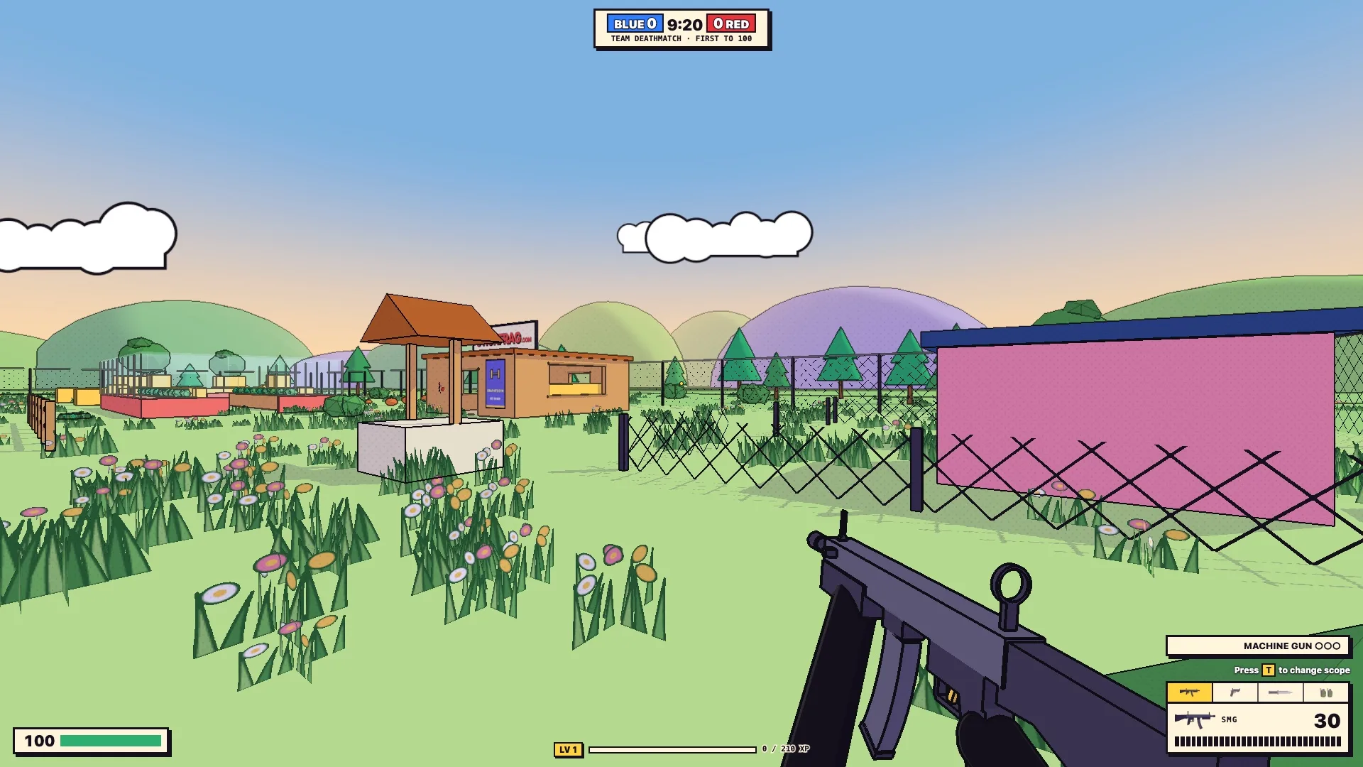 Wild flowers, fences and a pink shed on the Farm map